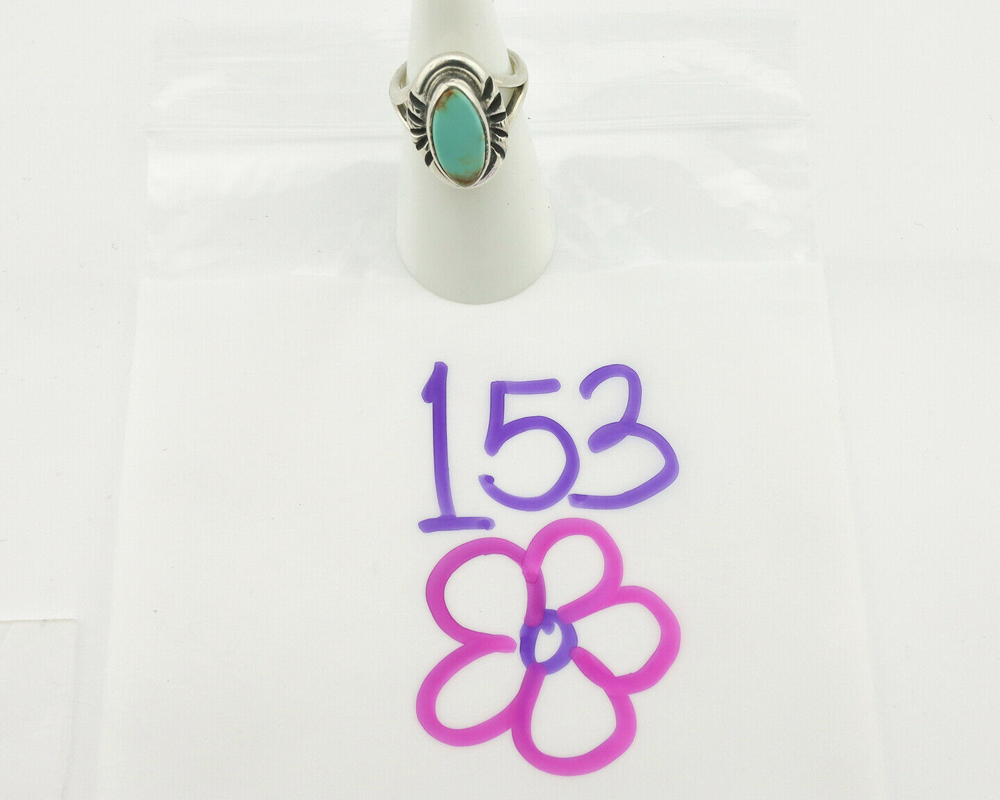 Navajo Ring .925 Silver Natural Mined Turquoise Artist Signed Gecko C.80's