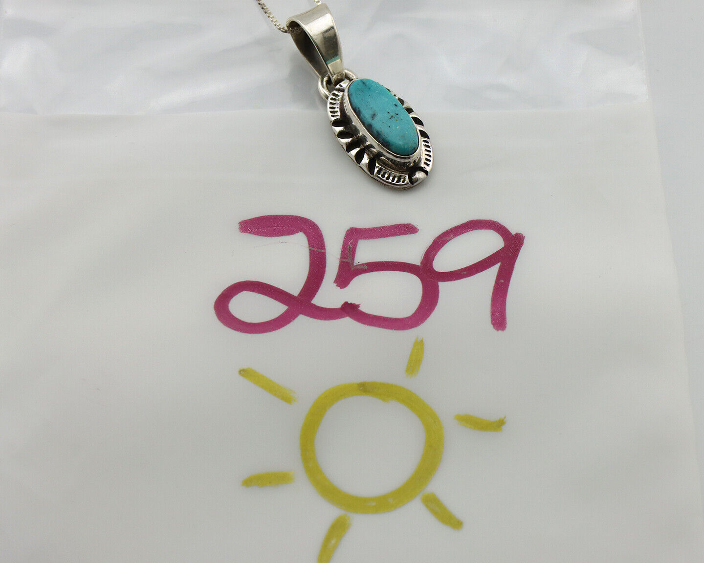 Navajo Necklace 925 Silver Kingman Turquoise Artist Signed Gecko C.80's