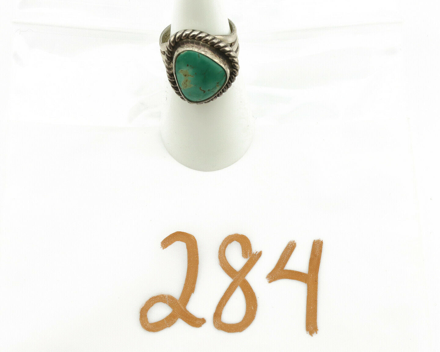 Navajo Ring .925 Silver Kingman Turquoise Native American Artist C.1980's