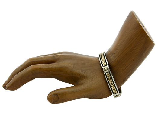 Navajo Bracelet Handmade .925 Silver & 14k SOLID Yellow Gold Signed JK C.85-92