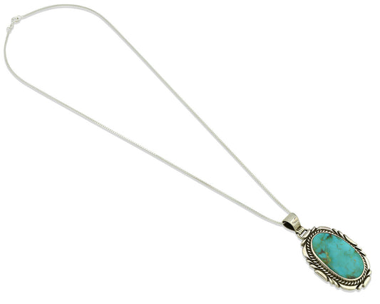 Navajo Necklace .925 Silver Kingman Turquoise Signed Sun C.1980's