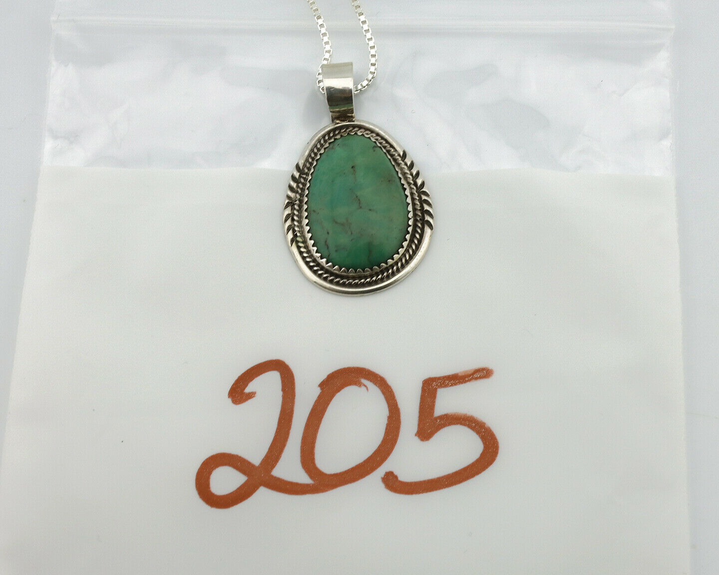 Navajo Pendant .925 Silver Kingman Turquoise Artist Signed AB C.80's