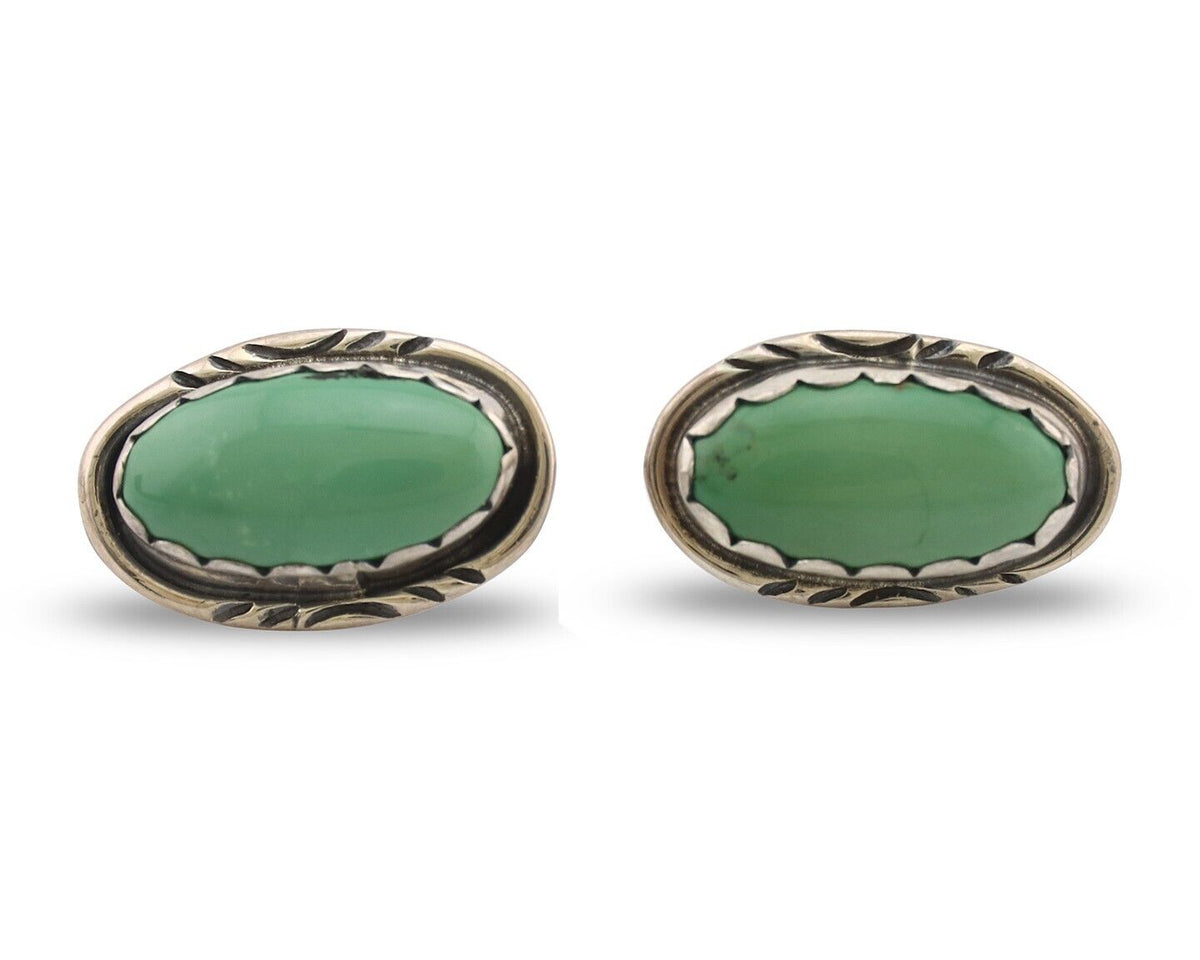 Navajo Earrings 925 Silver Manassas Turquoise Native American Artist C.90's