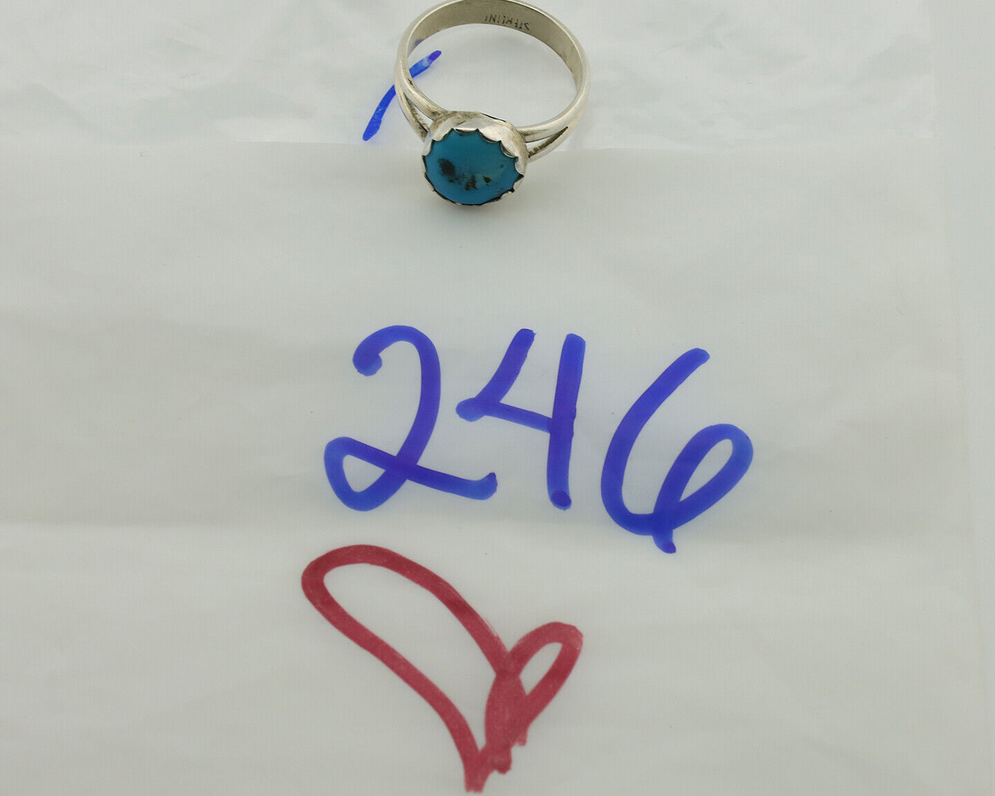 Navajo Ring .925 Silver Sleeping Beauty Turquoise Native American Artist C.1980s