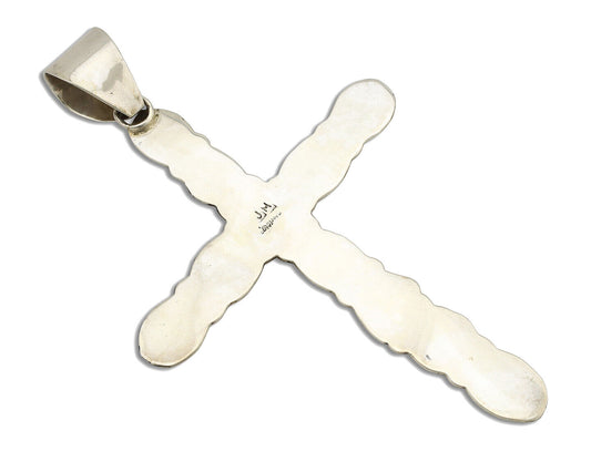 Navajo Cross Necklace 925 Silver Turquoise Artist Signed James Mason C.80's