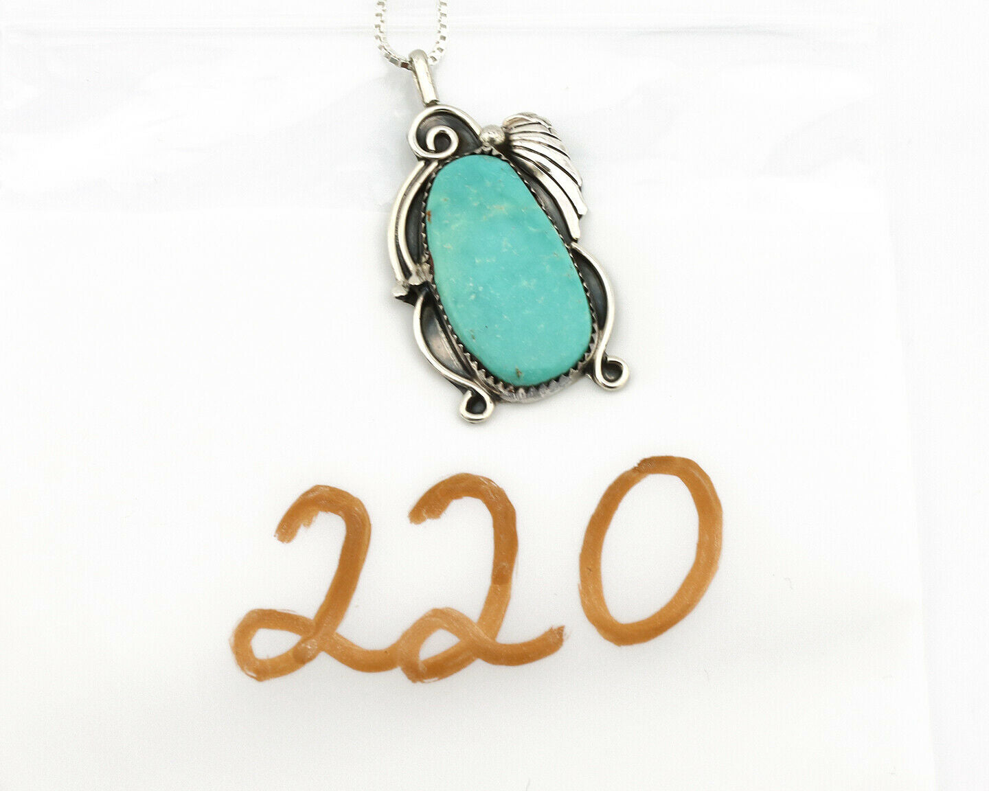 Navajo Necklace .925 Silver Kingman Turquoise Native Artist C.1980's