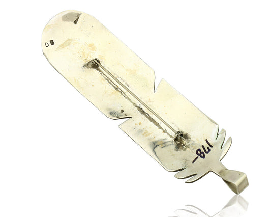 Navajo Hair Clip Barrette 925 Silver Hand Stamped Native Artist Signed BD C.80's