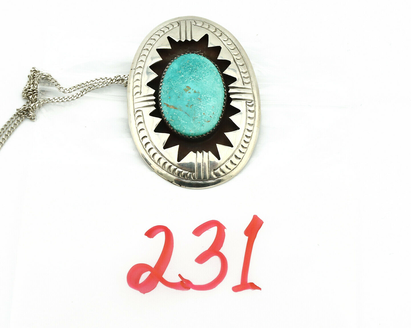 Navajo Pendant .925 Silver Southwest Turquoise Native Artist C.1980's
