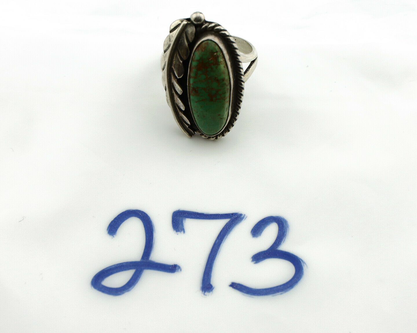 Navajo Ring .925 Silver Manassas Turquoise Signed Artist Apache C.80's