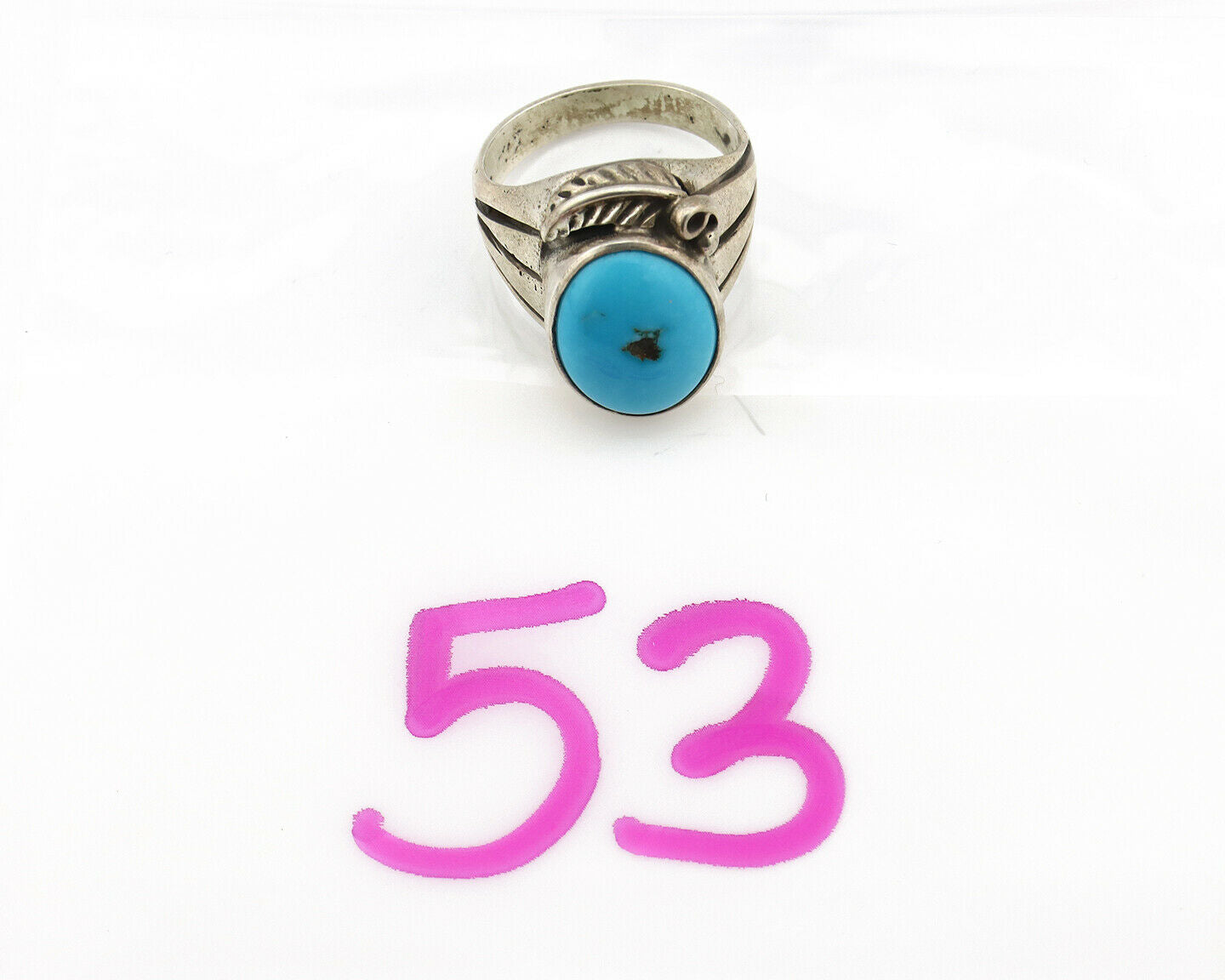 Navajo Ring .925 Silver Blue Turquoise Artist Signed Apache Manufacturing C.80's