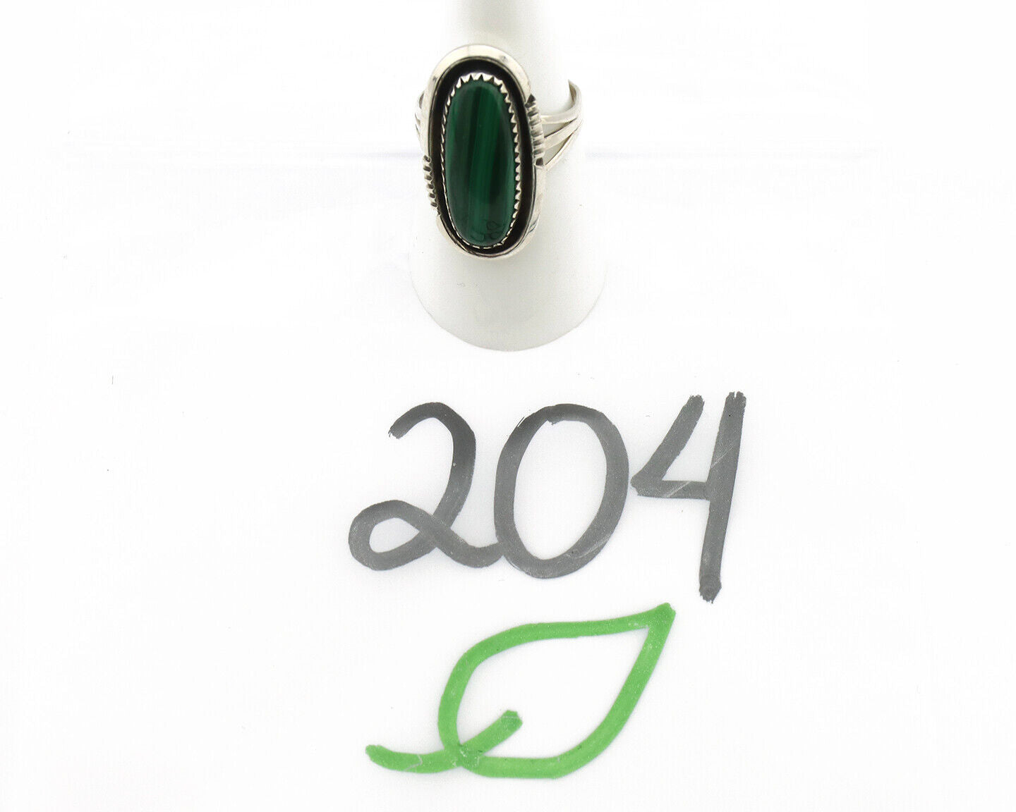 Navajo Ring 925 Silver Natural Malachite Artist Signed William Denetdale C80s