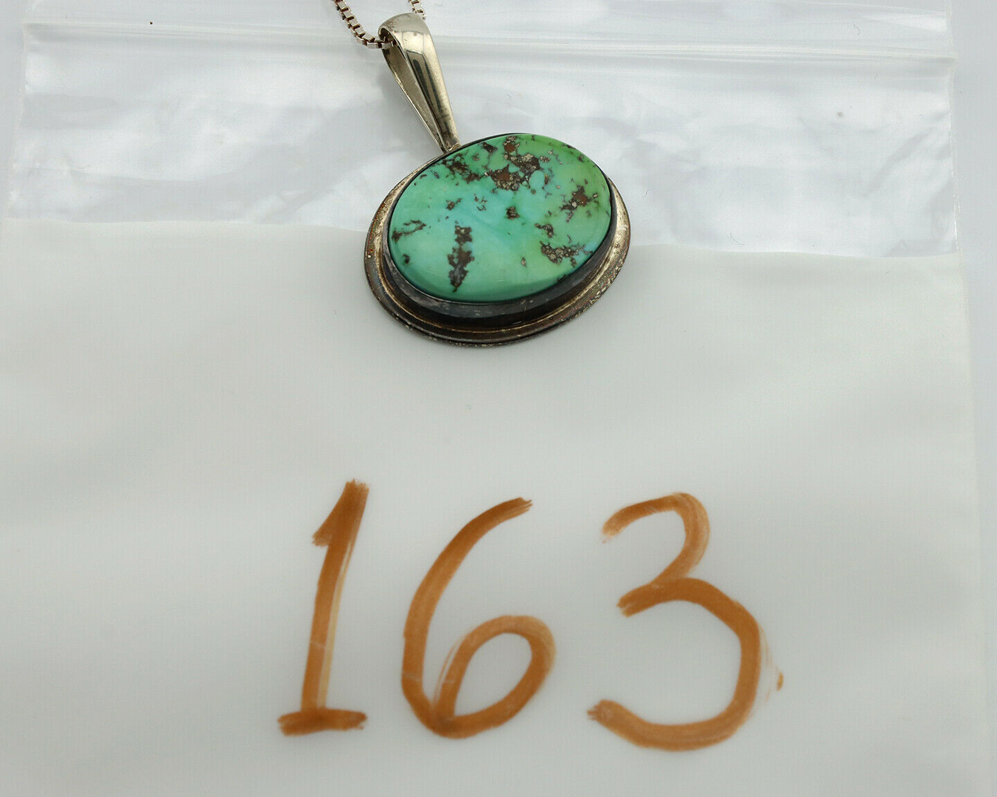 Navajo Necklace .925 Silver Fox Kingman Turquoise Signed Doug Zachary C.1980's