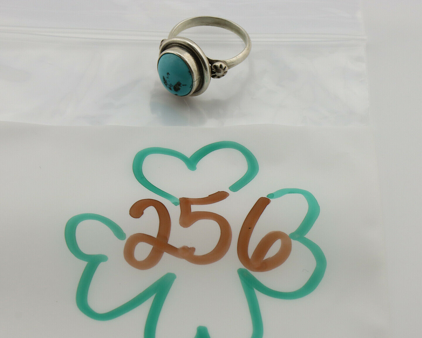 Navajo Ring .925 Silver Sleeping Beauty Turquoise Native American Artist C.1980s