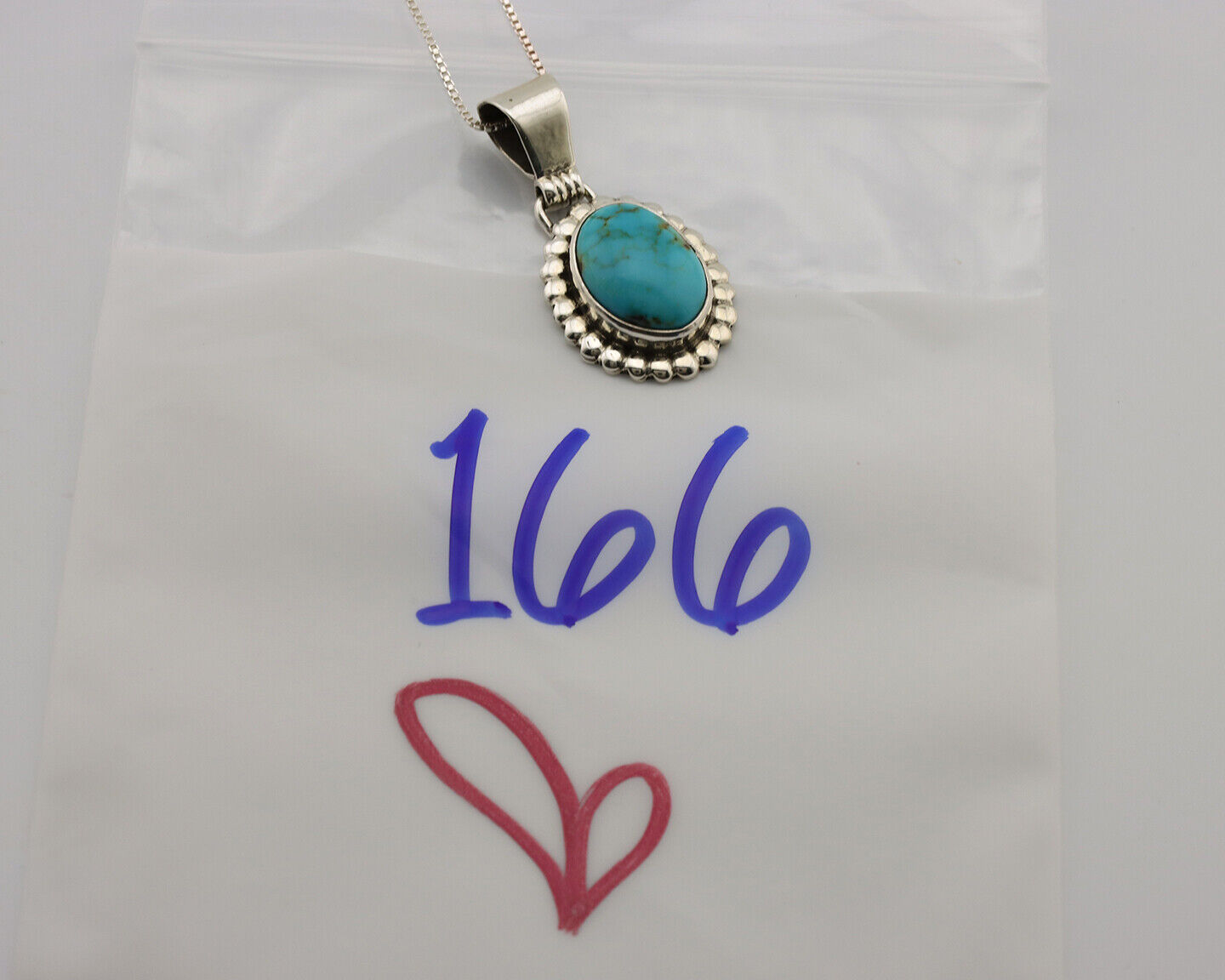 Navajo Necklace .925 Silver Blue Turquoise Native American Artist C.1980's