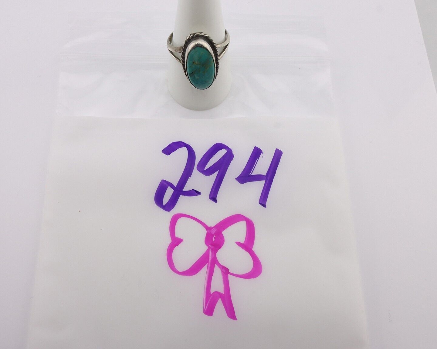 Navajo Handmade Ring 925 Silver Kingman Turquoise Signed M Montoya C.80's