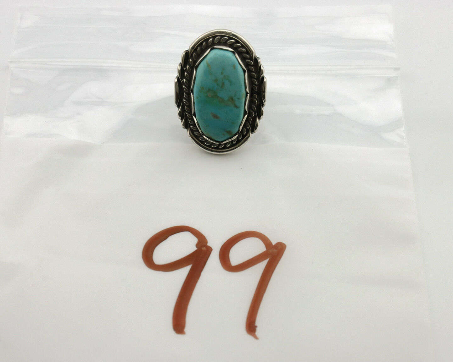 Navajo Ring .925 Silver Turquoise Mountain Apache MFG C.80's