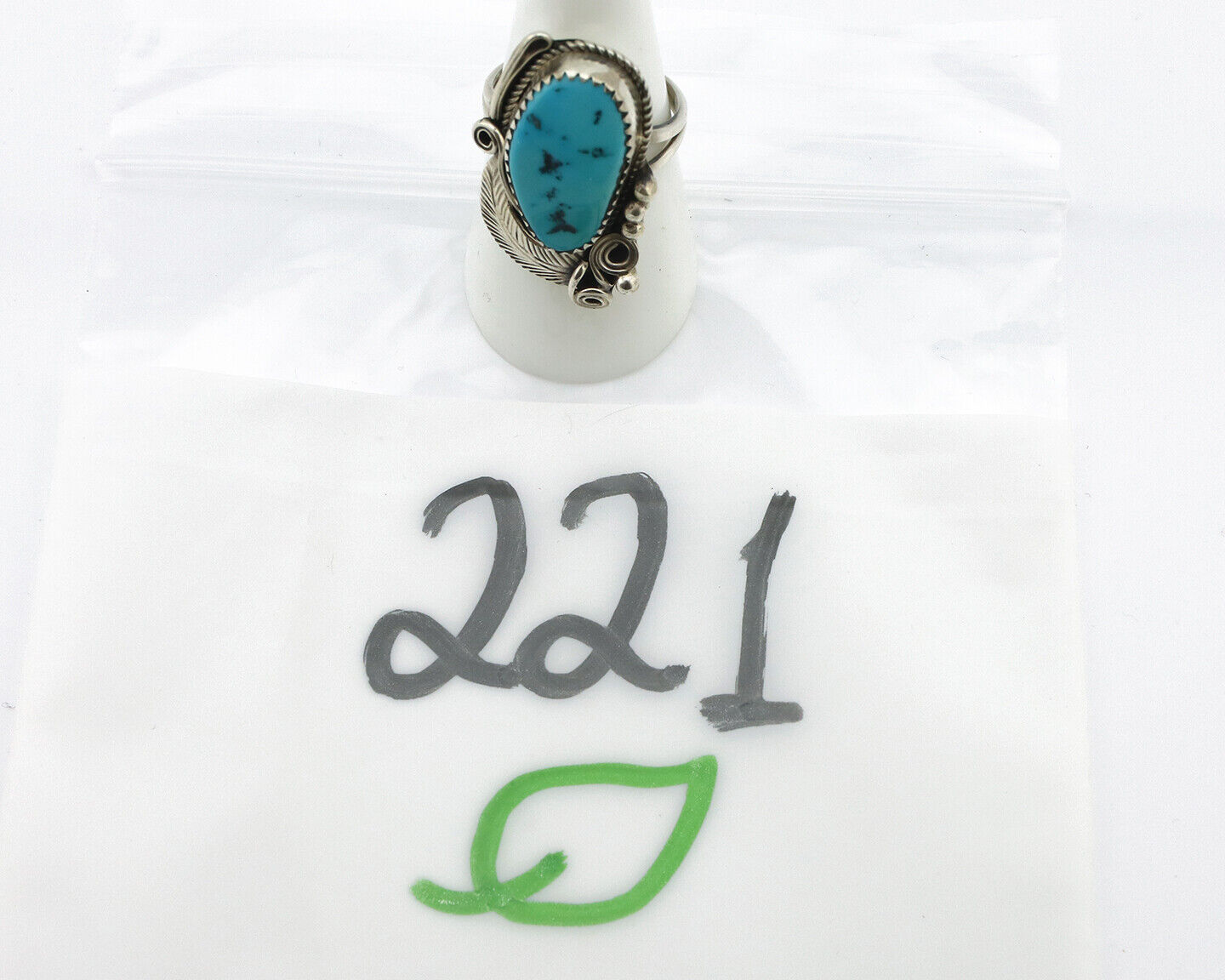 Navajo Ring 925 Silver Sleeping Beauty Turquoise Artist Signed Morris C.80's
