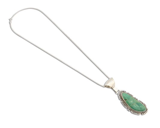 Navajo Necklace 925 Silver Natural Green Turquoise Artist Signed J C.80's
