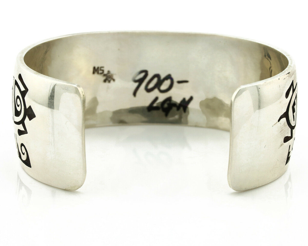 Hopi Turtle Bracelet .925 Silver Artist Signed Mitchell Sockyma C.90's