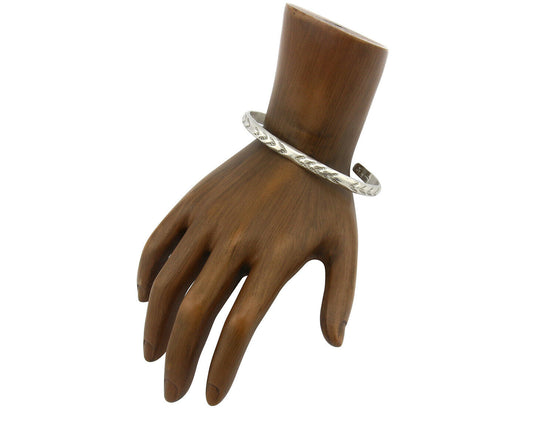 Navajo Bracelet .925 Silver Hand Stamped Arrow Head Artist I Montoya C.80's