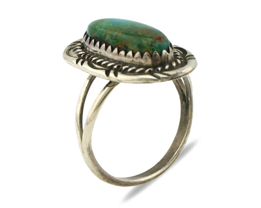 Navajo Ring .925 Silver Royston Turquoise Native American Artist C.1980's
