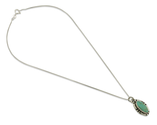 Navajo Necklace .925 Silver Arizona Turquoise Signed Gecko C.1980's