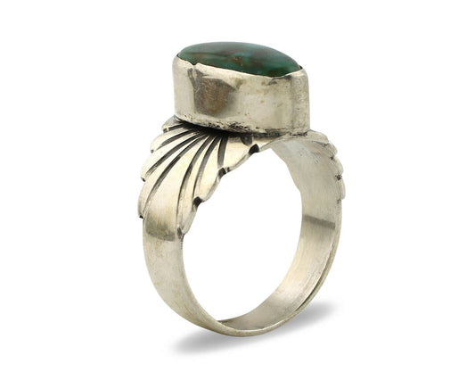 Navajo Ring .925 Silver Royston Turquoise Artist Signed Apache C.80's