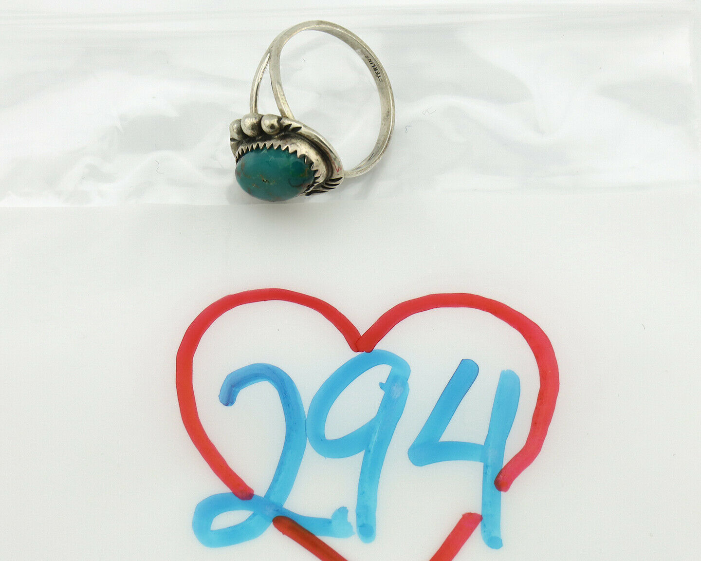 Navajo Ring .925 Silver Natural Turquoise Native American Artist C.80's