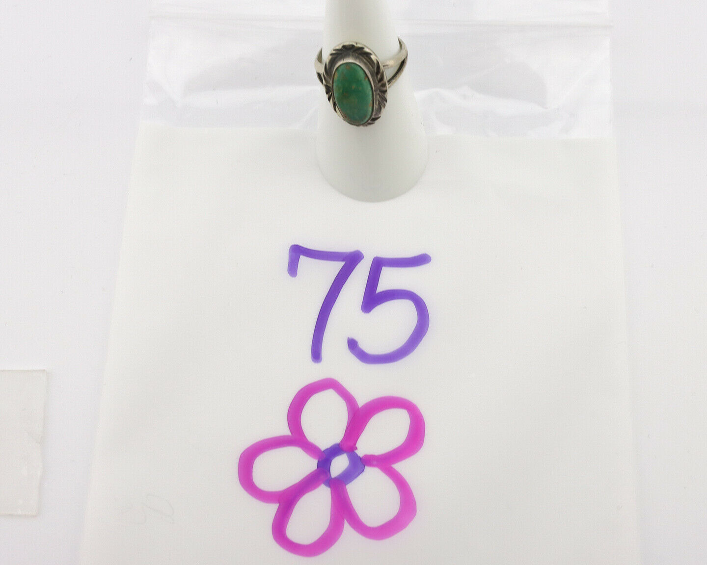 Navajo Ring .925 Silver Natural Mined Turquoise Native Artist Signed C.80's