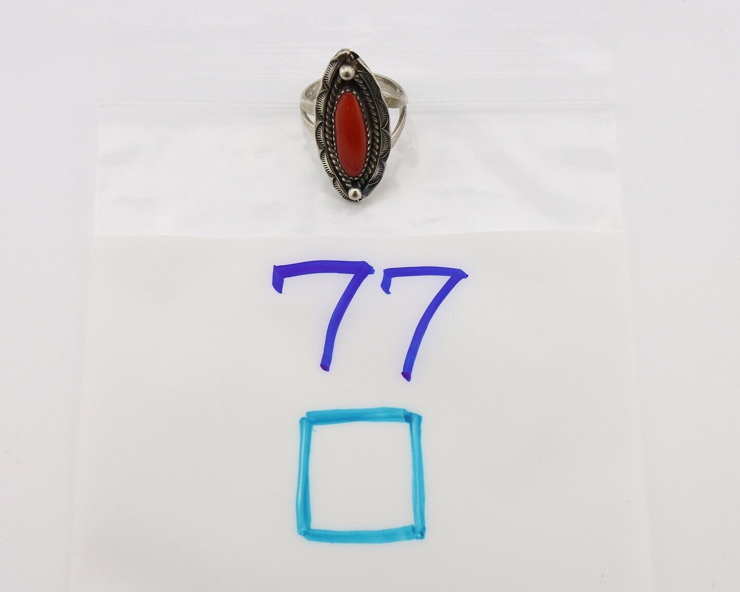 Navajo Handmade Ring 925 Silver Natural Coral Artist Signed K Montoya C.80's