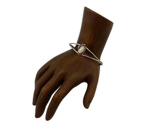 Women's Navajo Bracelet 925 Silver Natural Pink Mussel Native American C.80's