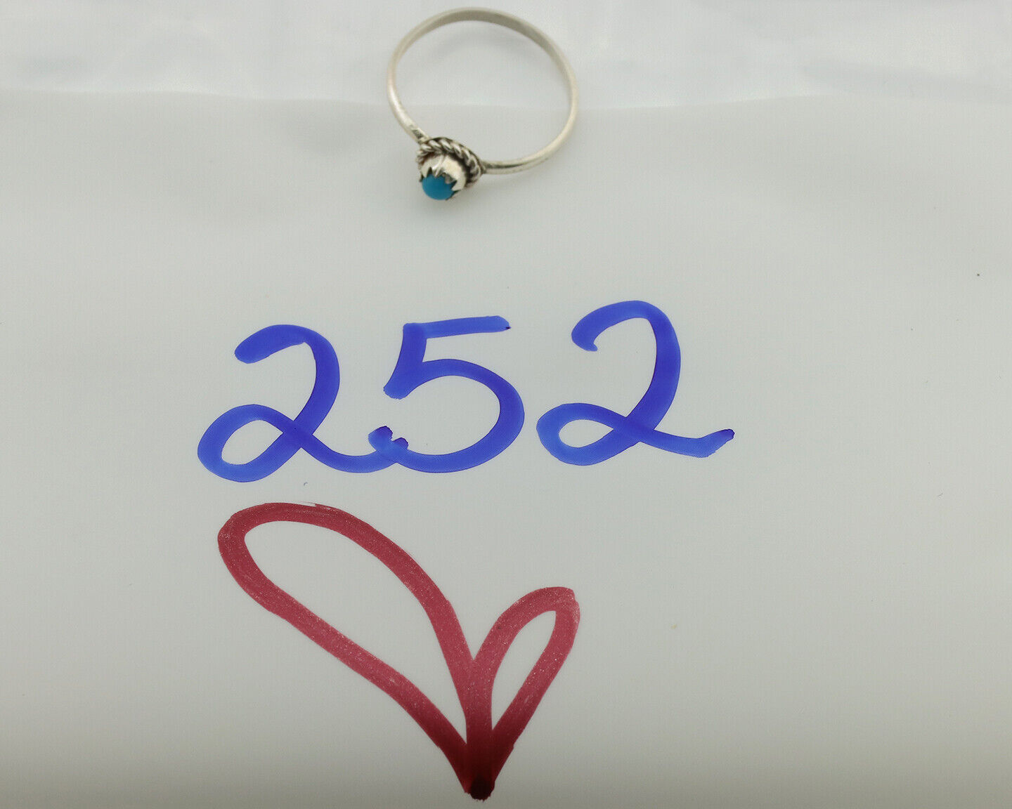 Navajo Ring .925 Silver Blue Turquoise Size 4.5 Native Artist C.1980s