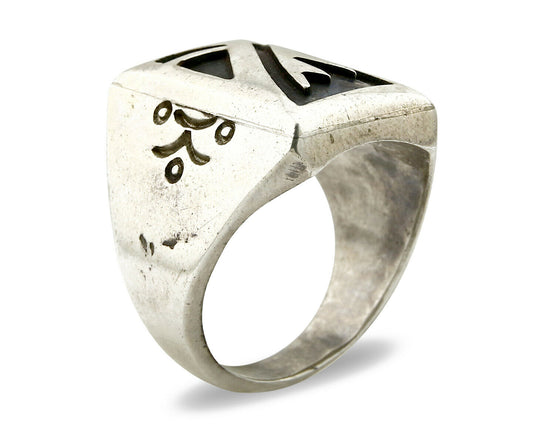 Navajo Overlay Ring .925 Handmade Native American C.80's
