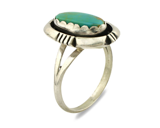 Navajo Ring .925 Silver Kingman Turquoise Artist Signed Apache C.80's