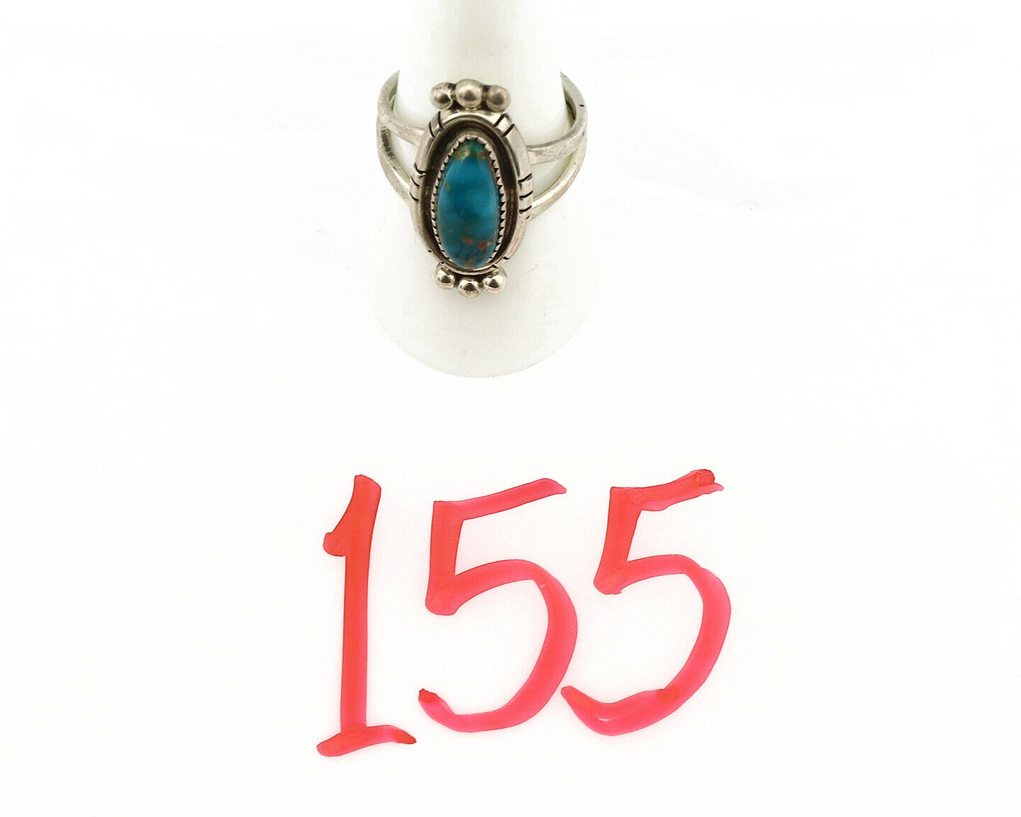 Navajo Ring .925 Silver Nevada Turquoise Native American Artist C.1980's