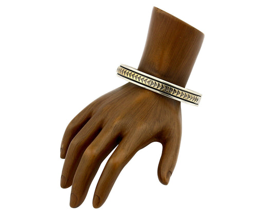 Navajo Bracelet .925 Silver SOLID 14k Yellow Gold Signed MM Rogers & DJM C80-90s