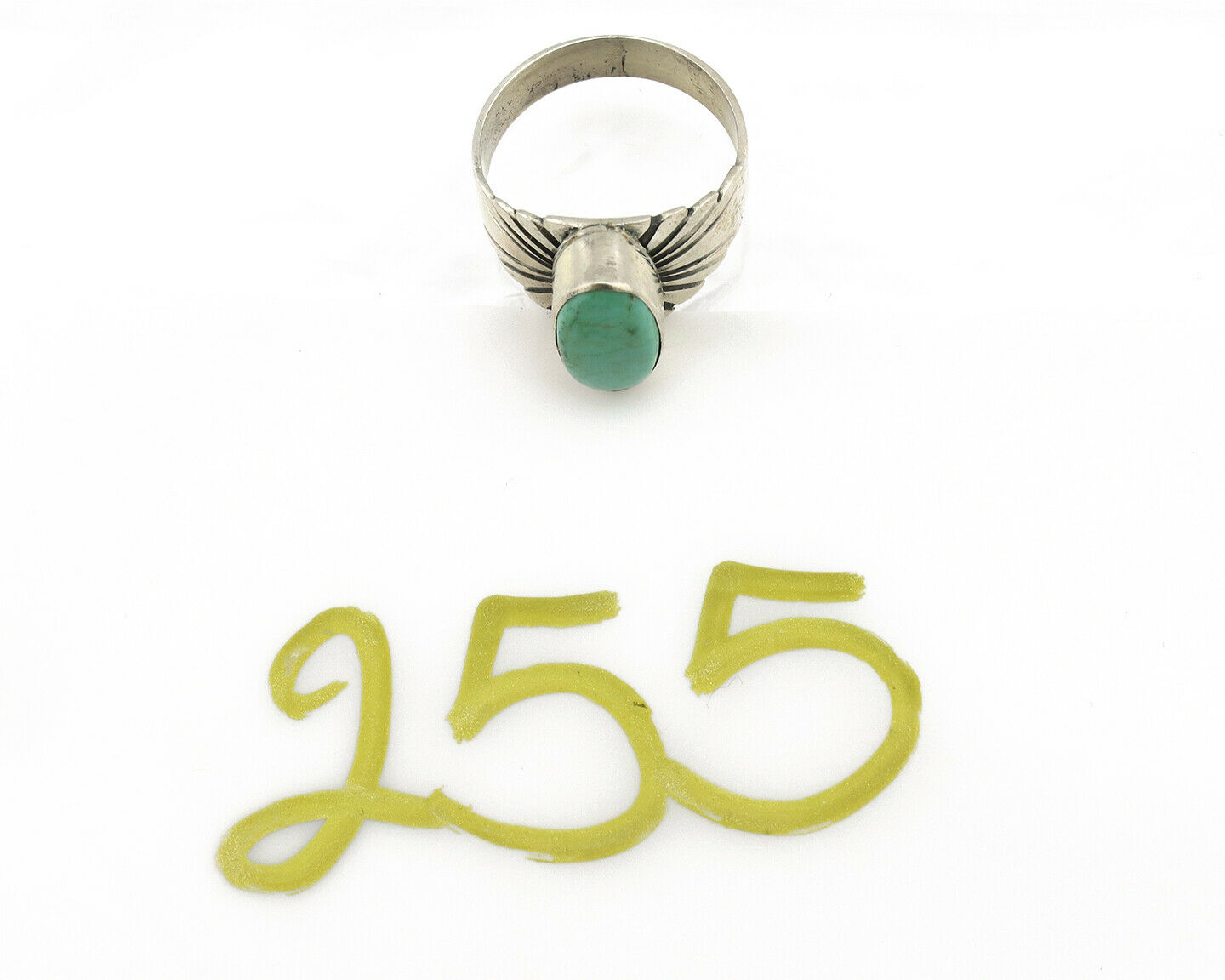 Navajo Ring .925 Silver Kingman Turquoise Artist Signed Apache C.80's