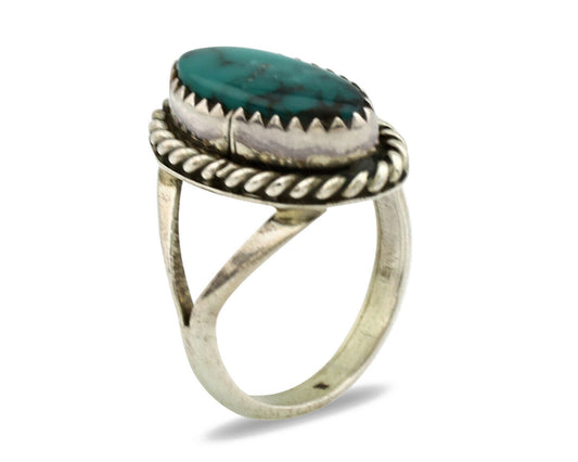 Navajo Ring .925 Silver Nevada Turquoise Artist Native American C.1980's