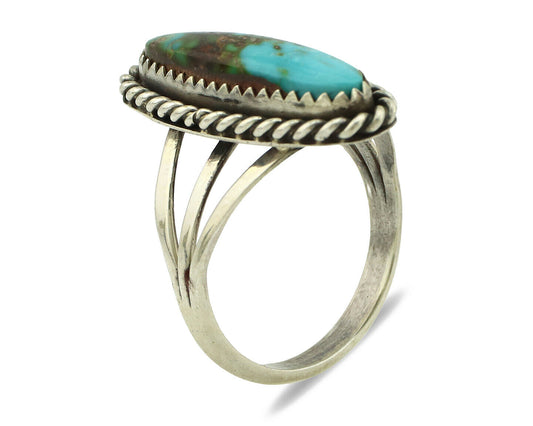 Navajo Ring .925 Silver Kingman Turquoise Native Artist C.80's