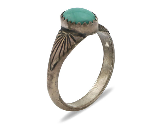 Navajo Ring 925 Silver Natural Mined Turquoise Native Artist C.80's