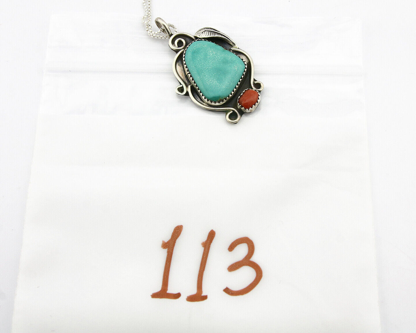 Navajo Necklace .925 Silver Morenci Turquoise Artist Native C.80's