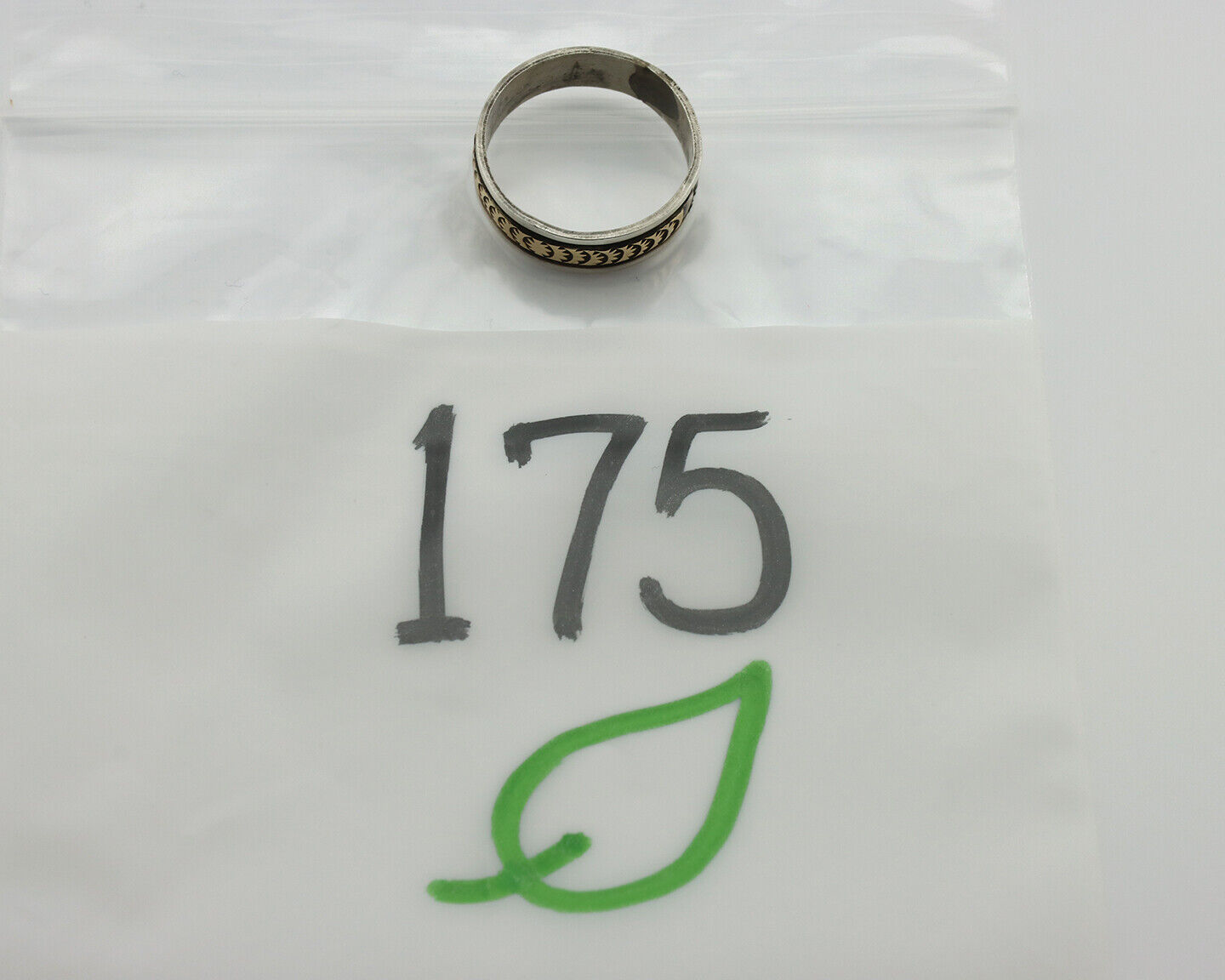 Navajo Ring 925 Silver & Solid 14k Yellow Gold Artist Signed E Hand Stamped C80s