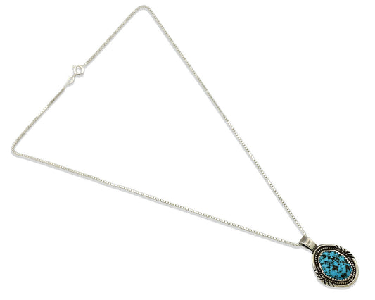 Navajo Necklace .925 Silver Sleeping Beauty Signed Anna Begay C.1980's