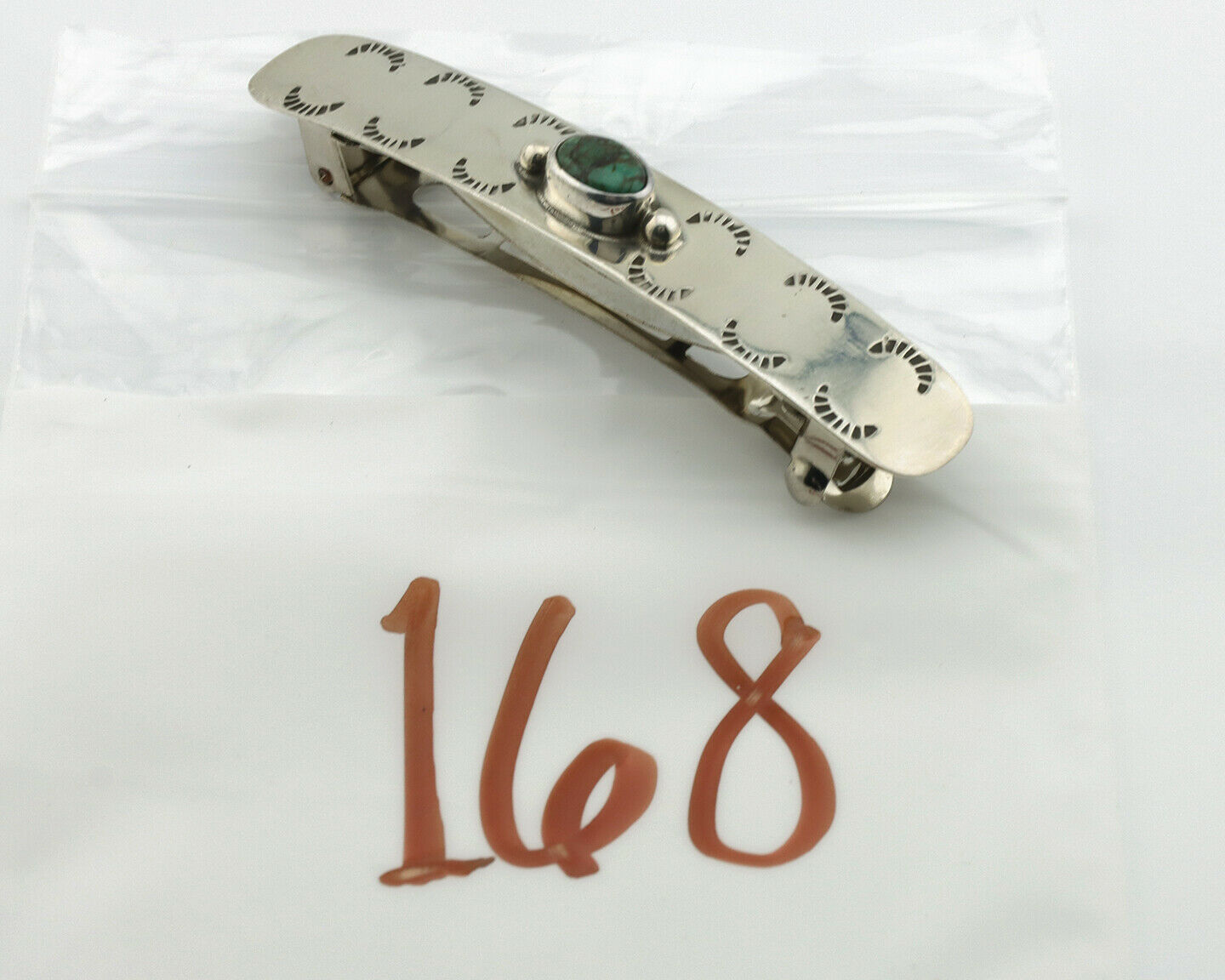 Navajo Hair Clip .925 Silver Turquoise Mountain Native American Barrette C.80's