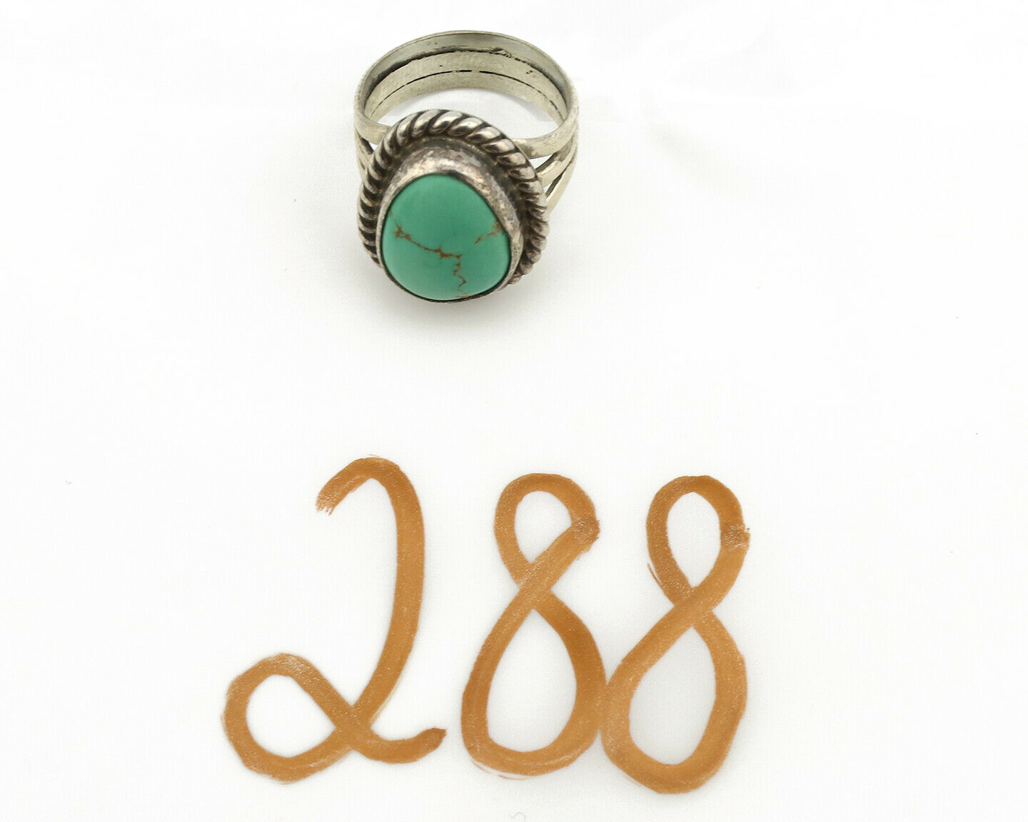 Navajo Ring .925 Silver Kingman Turquoise Native American Artist C.1980's