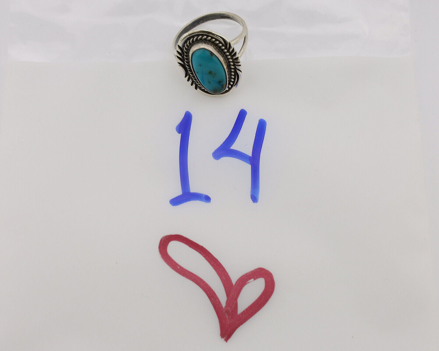 Navajo Ring .925 Silver Nevada Turquoise Native American Artist C.1980's
