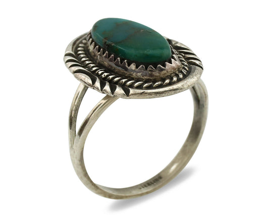Navajo Ring .925 Silver Kingman Turquoise Native American Artist C.1980's