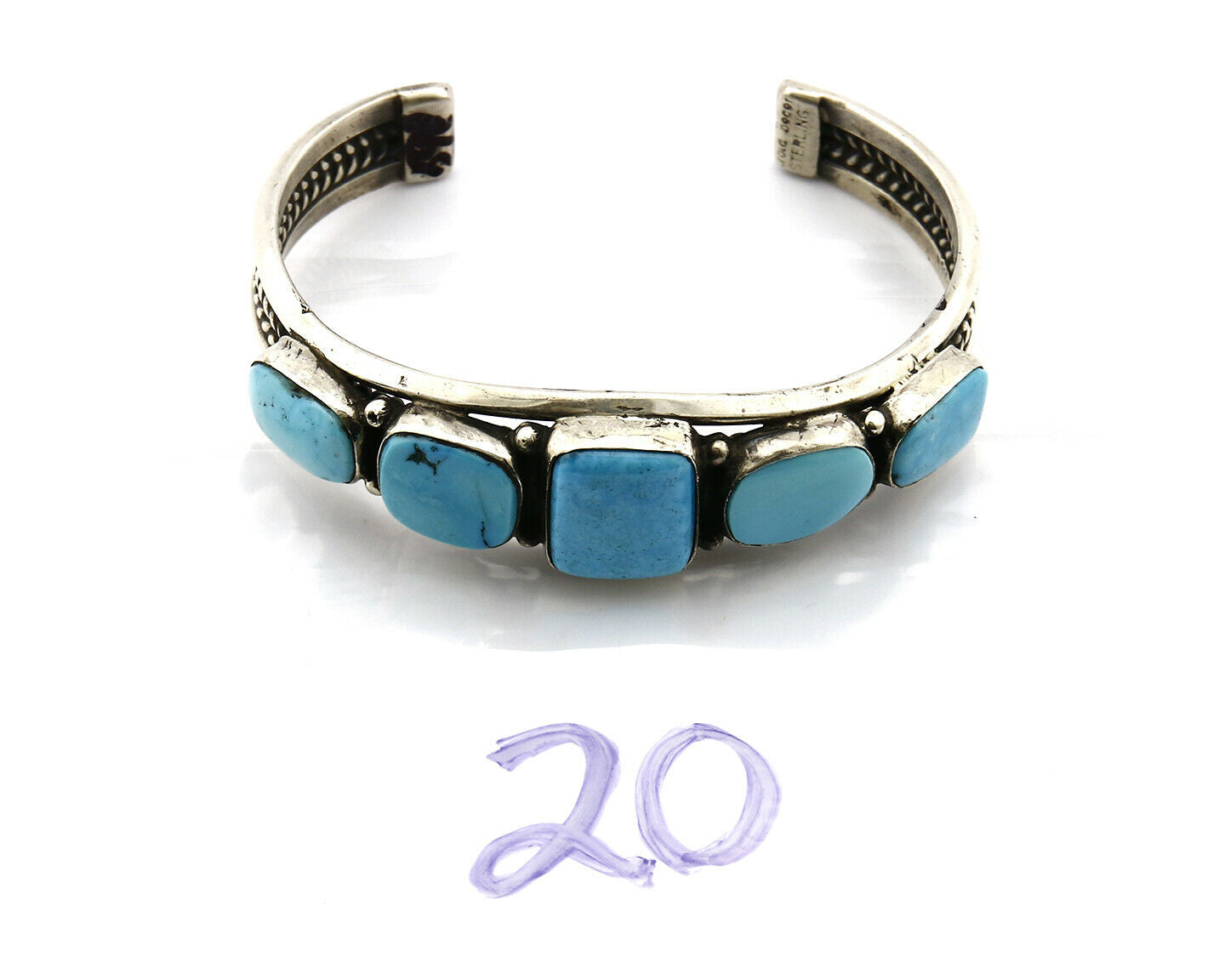 Women's Navajo Bracelet .925 Silver Turquoise Harold Becenti Cuff C.80's