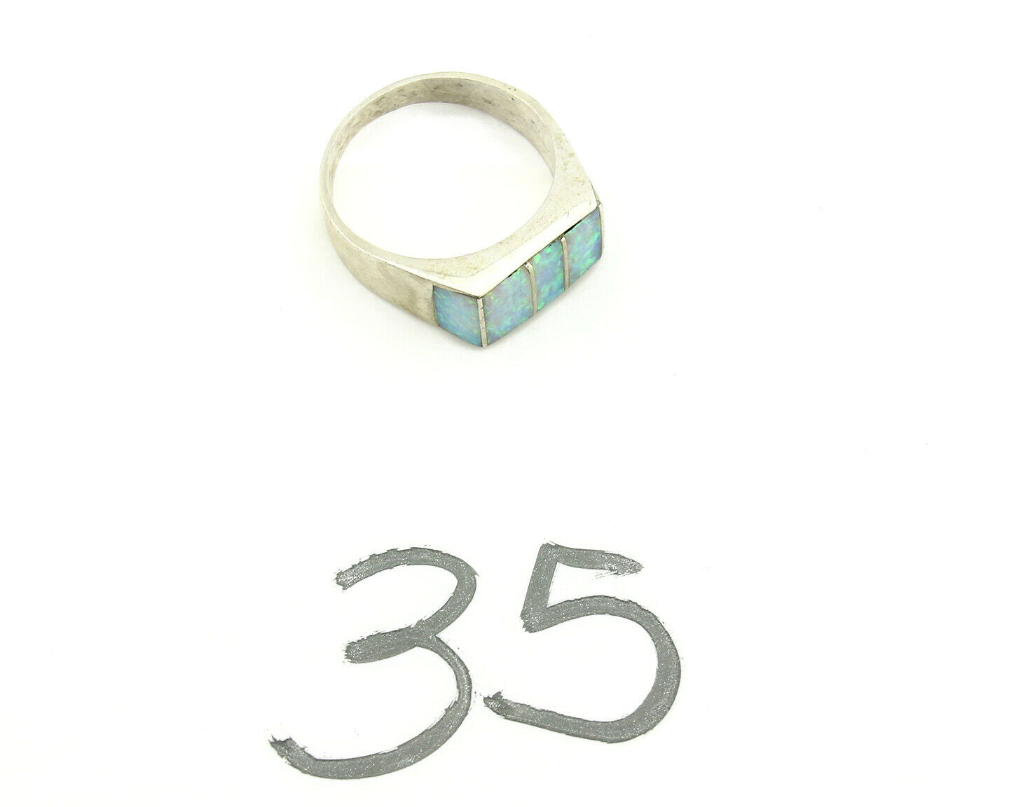 Navajo Ring .925 Silver Opal Artist Native American C.80's