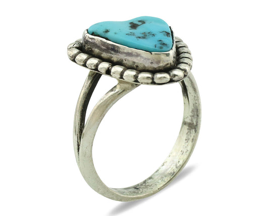 Navajo Ring .925 Silver Sleeping Beauty Turquoise Native Artist C.1980's